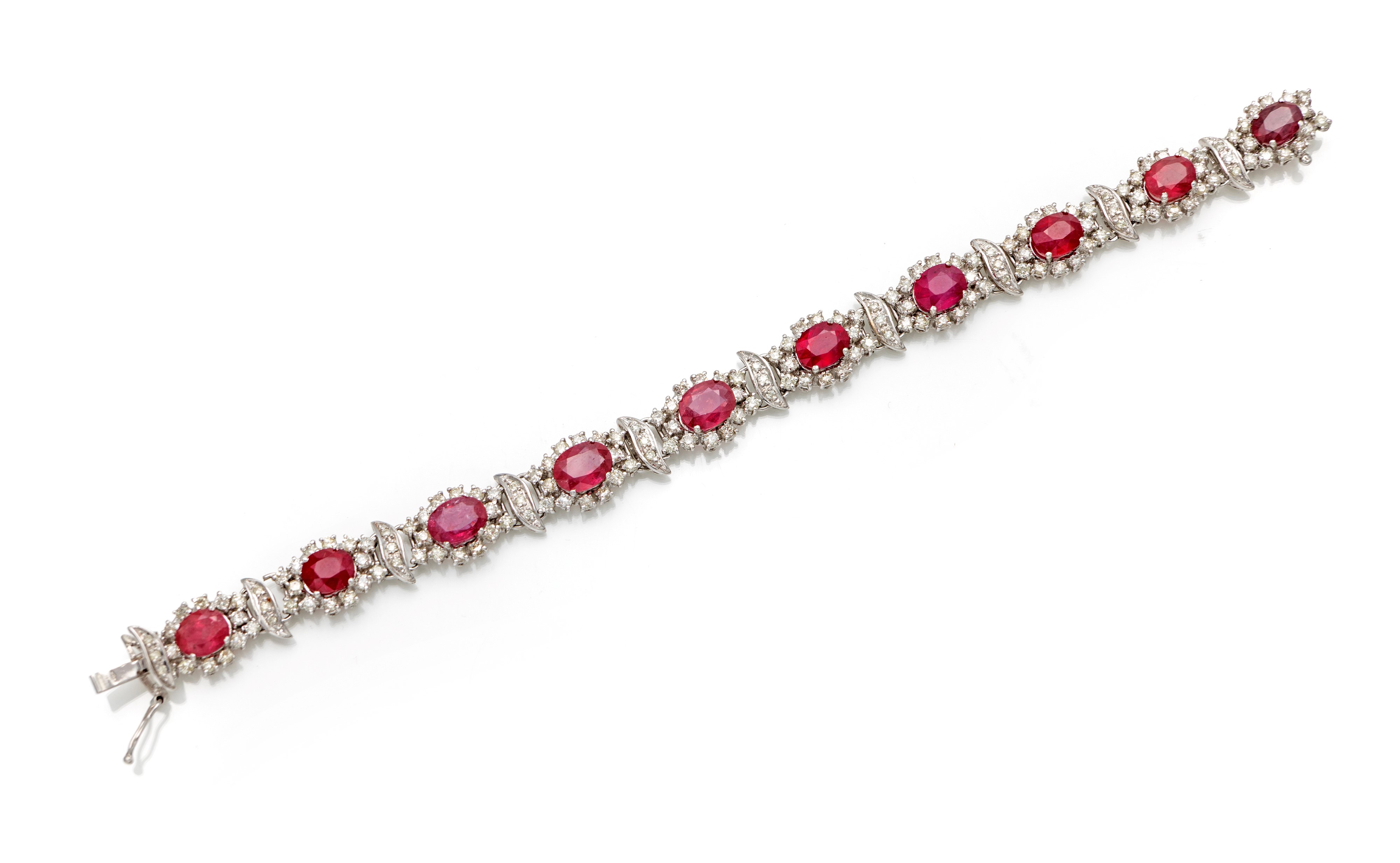 Bracciale in oro bianco 750 con rubini e brillanti