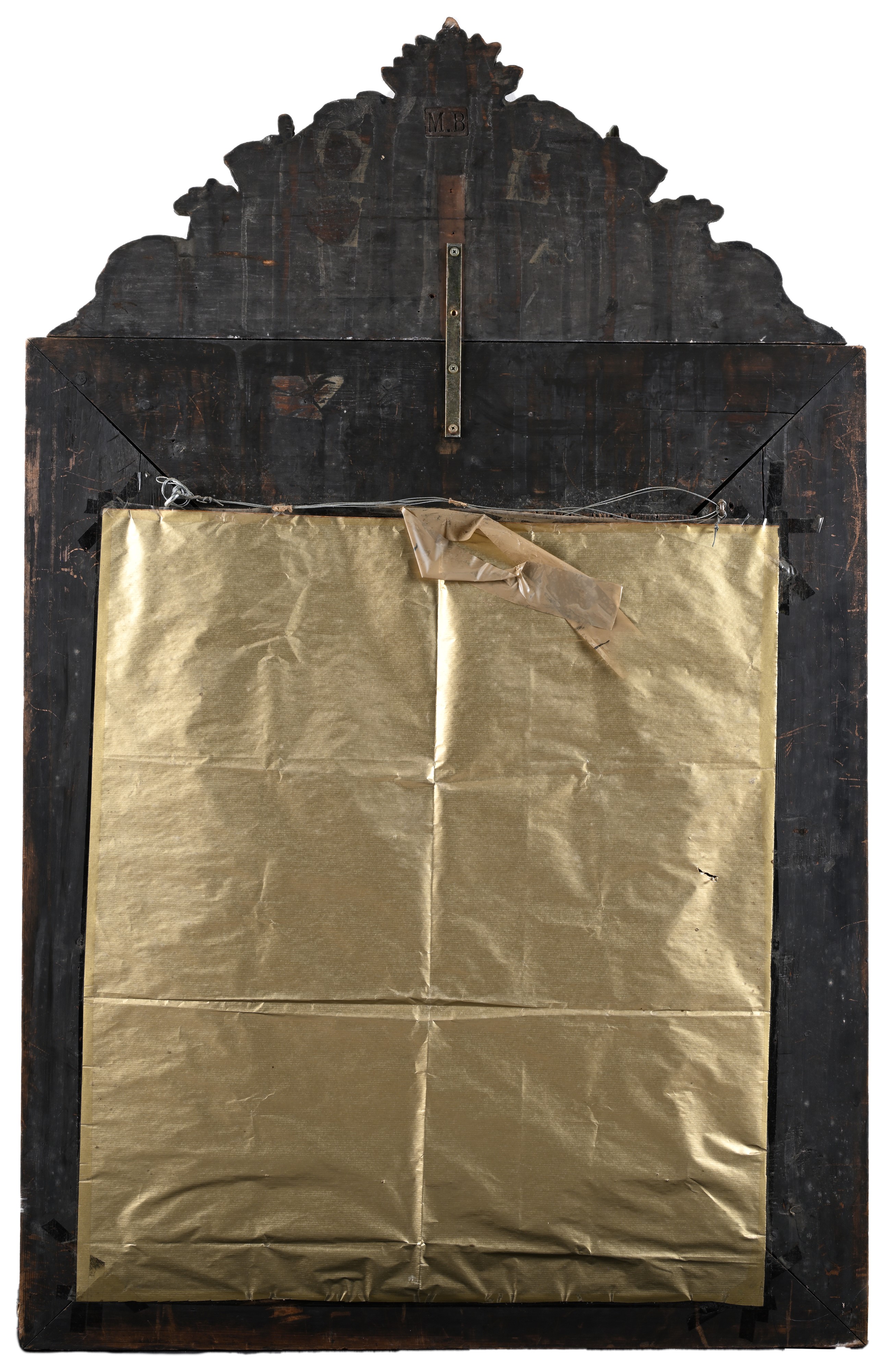 Specchiera rettangolare rivestita in lamina sbalzata e dorata, inizi del XIX secolo