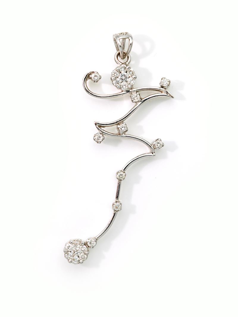 Pendente in oro bianco 750/000 con brillanti