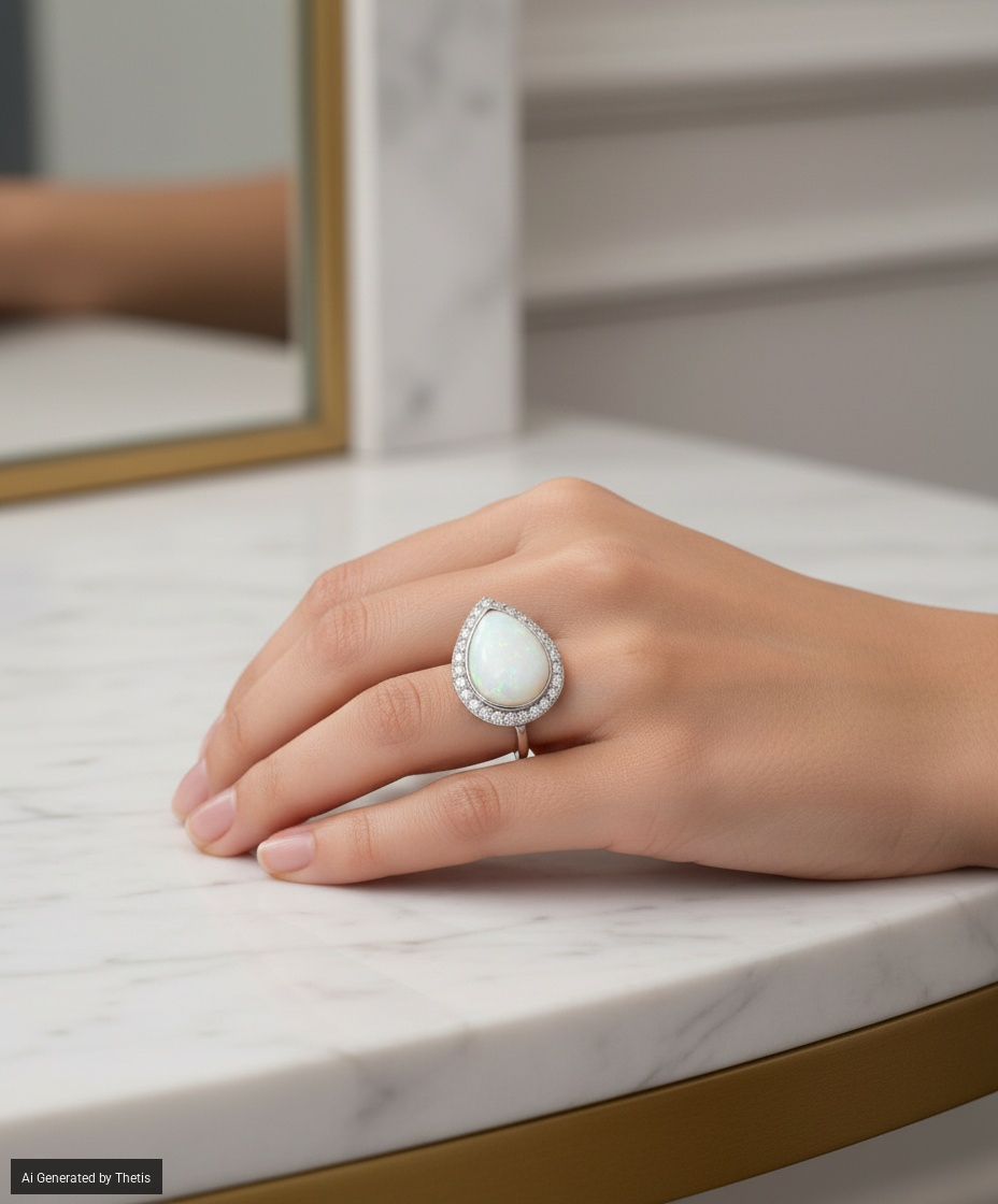 Anello in oro, opale e brillanti