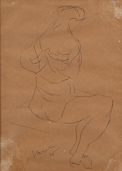 Figura femminile, inchiostro nero su carta (1946)
