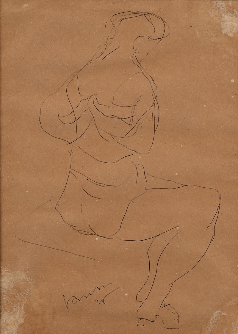 Lucio Fontana - Figura femminile, inchiostro nero su carta (1946)