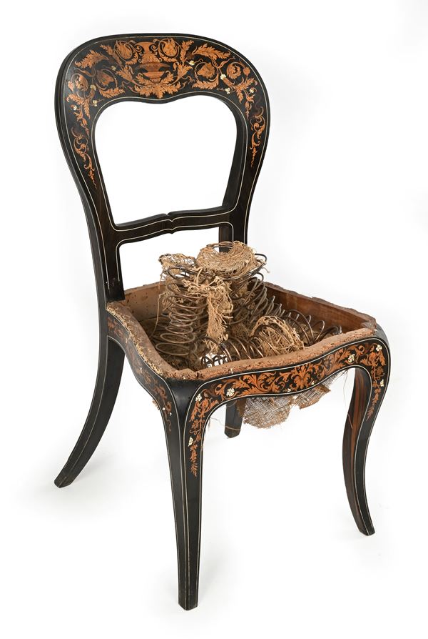 Sedia in palissandro con intarsi in legni di frutto, Firenze, Bottega di Luigi e Angiolo Falcini, XIX secolo