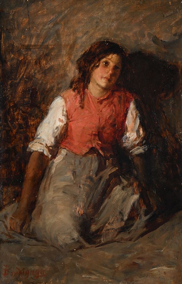 Ritratto di giovane contadina in un interno