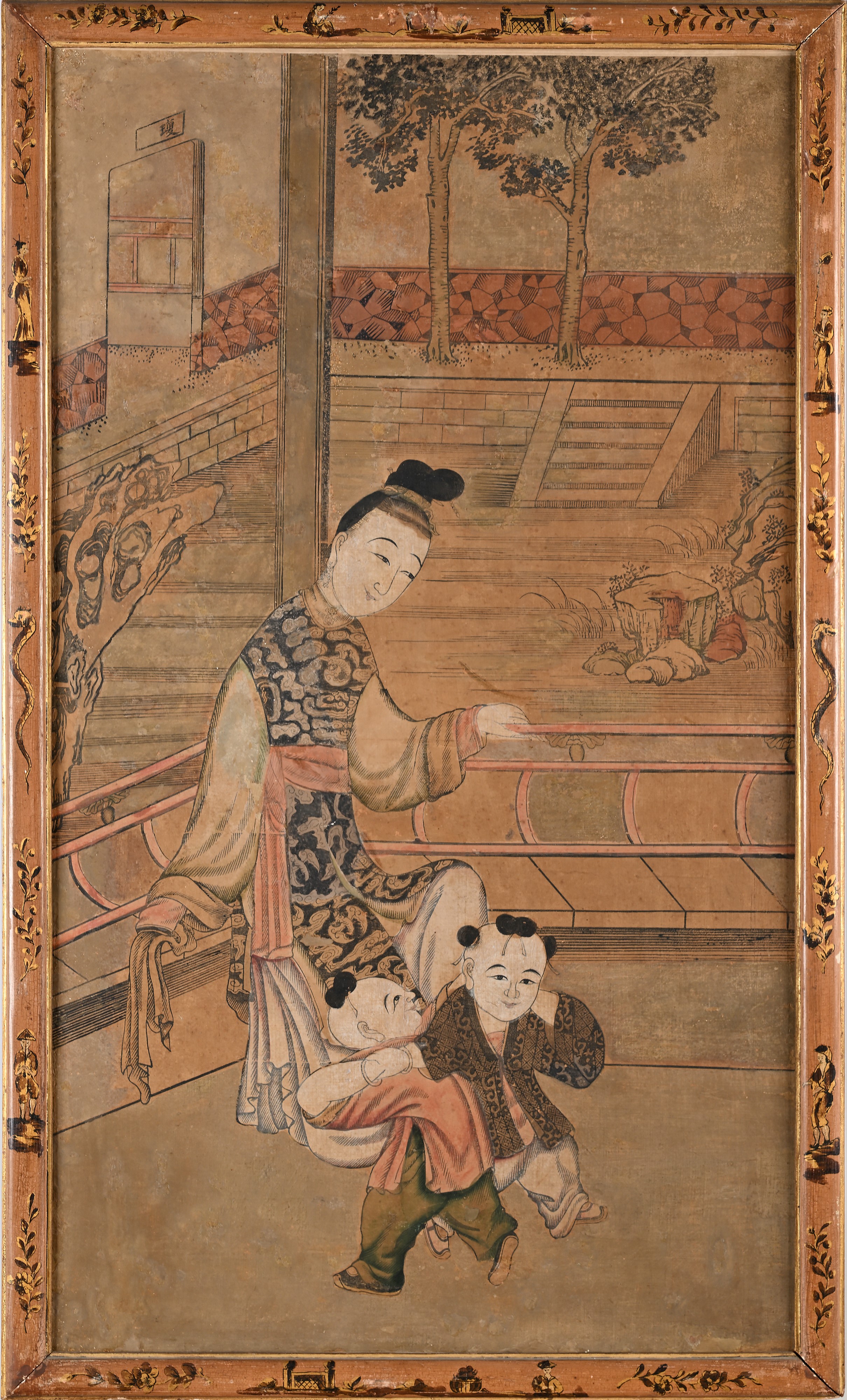 a) Giocatrici di Weiqi b) Donna e bimbi in un contesto tradizionale