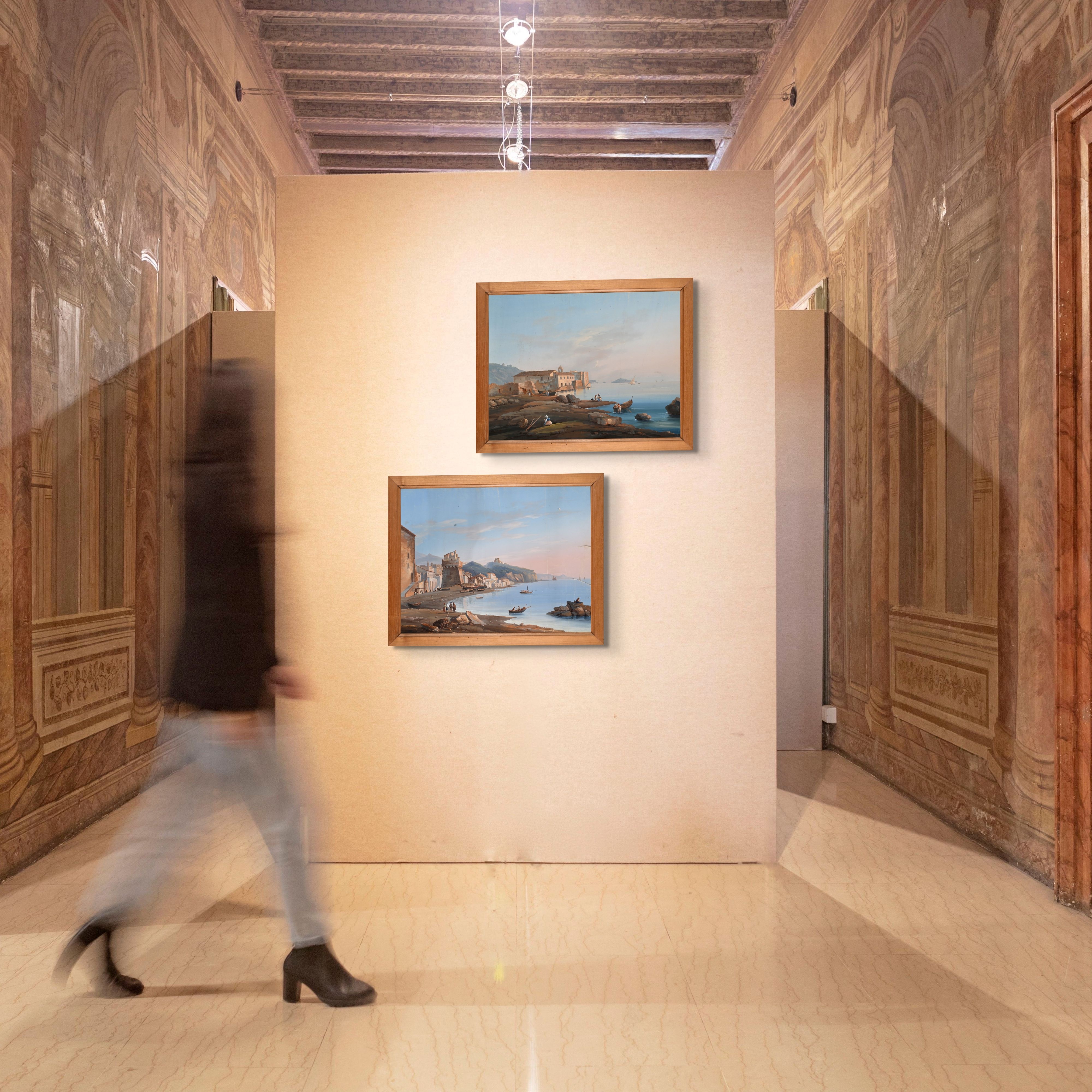 a) Marina di Vietri e la torre Vito Bianchi b) Ospizio a Pozzuoli