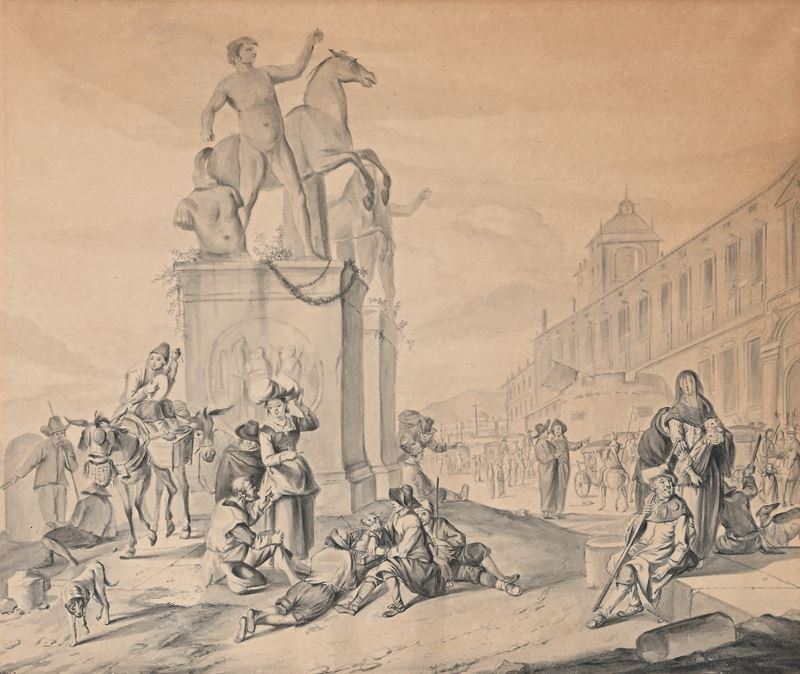 Veduta di Piazza del Quirinale da Johannes Lingelbach