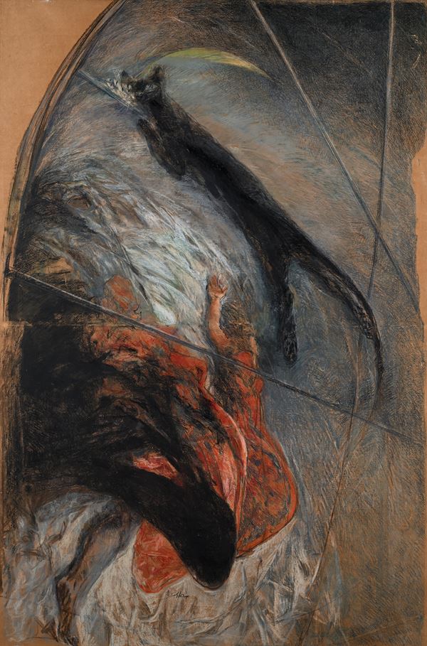 Ennio Calabria - Veduta di interno con gatto