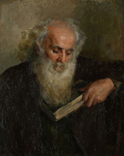 Ritratto d'uomo con libro, olio su tela