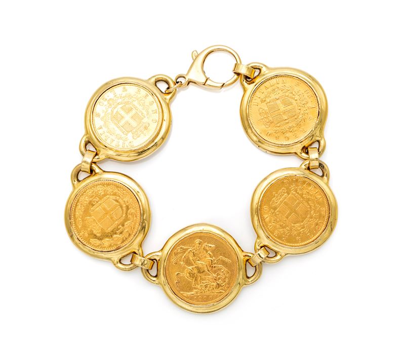 Bracciale in oro con marenghi