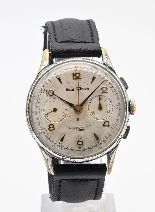 Seni Watch 890.1 (Cal. Venus 188) - Orologio da polso cronografo a carica manuale da uomo con cassa in metallo cromato (difetti alla cromatura) e fondello in acciaio