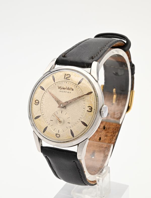 Wyler Vetta Incaflex Ref. 1057-9 - Orologio da polso da uomo a carica manuale con datario in acciaio
