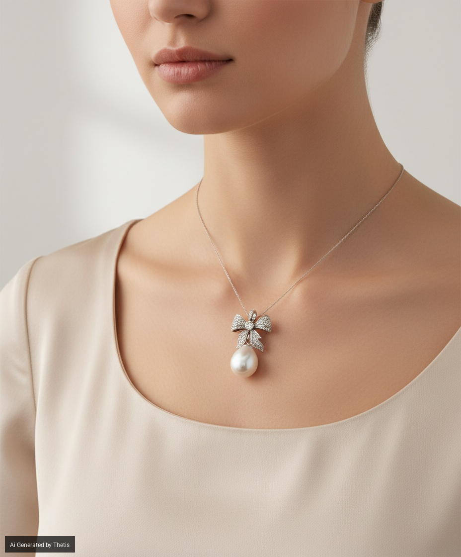 Pendente in oro, brillanti e perla South Sea