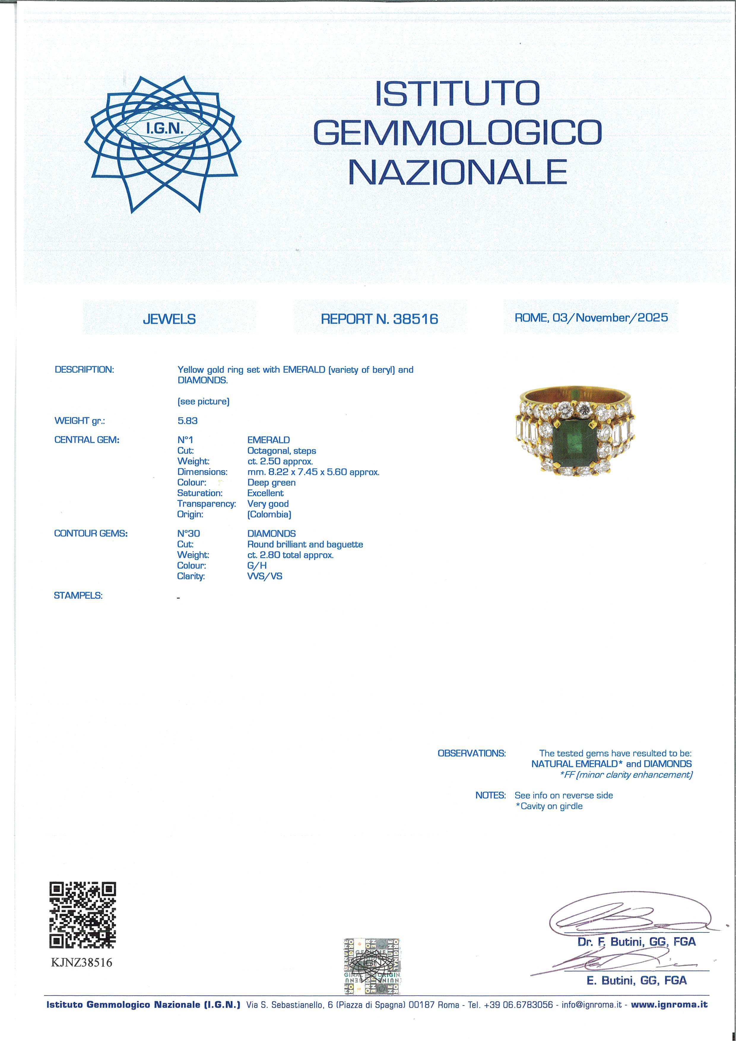 Anello in oro brillanti e smeraldo