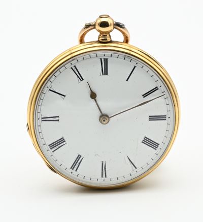 Orologio da Tasca con Carica a Chiavetta con Cassa in Oro 18kt Decorata a Guilloché ed Incisioni ...