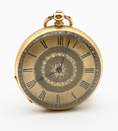 John Neal London - Orologio da Tasca con Carica a Chiavetta con Cassa in Oro 18kt Decorata a Guil...