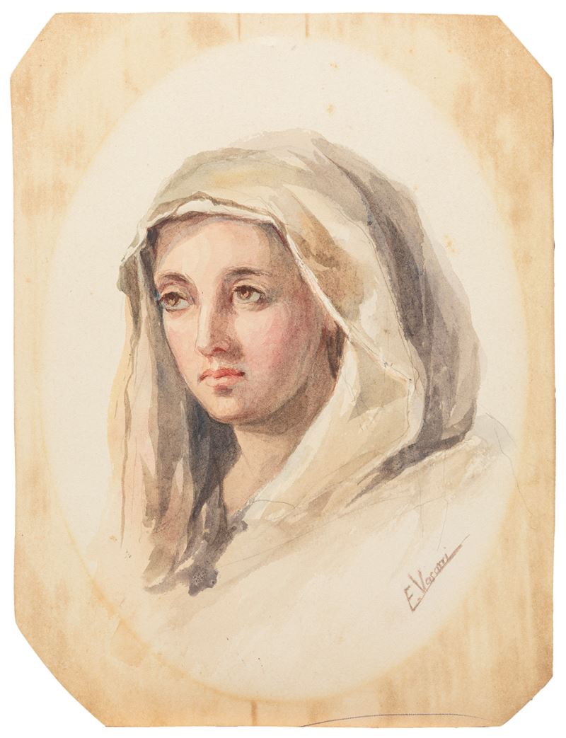 Autore ignoto, Madonna (acquerelli su cartoncino)