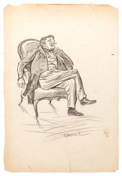 Ritratto di gentiluomo seduto, matita su carta
