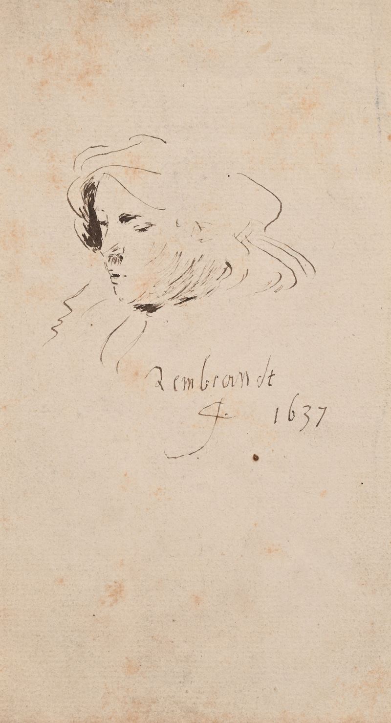 Rembrandt Harmenszoon Van Rijn - Testa d'uomo, China su carta