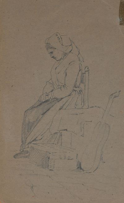Studio di anziana ciociara, matita su carta