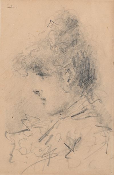 Ritratto di fanciulla di profilo, matita su carta