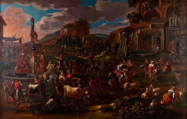 Peeter van Bredael - SCENA DI MERCATO A CAMPOVACCINO