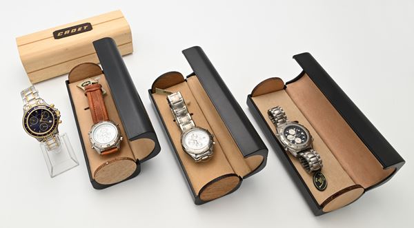 Cadet - 4 orologi da polso Cronografi al quarzo da uomo in acciaio con cinturini in acciaio originali