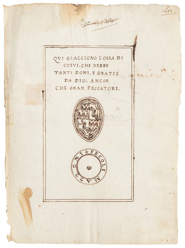 Studio per Frontespizio "Ercole Mazzoni"