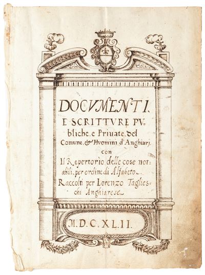 Documenti e Scritture pubbliche e private del Comune di Anghiari, china su carta