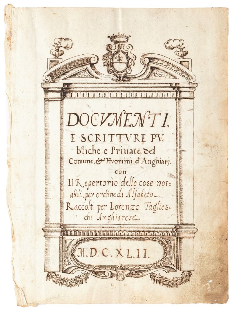 Documenti e Scritture pubbliche e private del Comune di Anghiari, china su carta