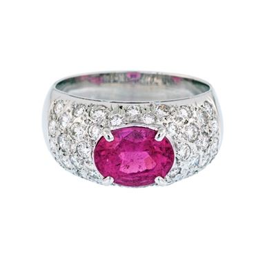 Anello in Oro Bianco con Tormalina Rosa