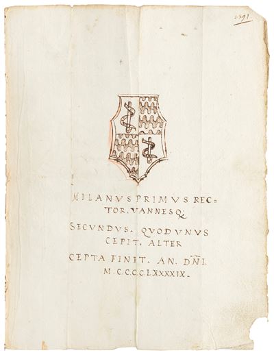 Milanus Primus Rector, china su carta