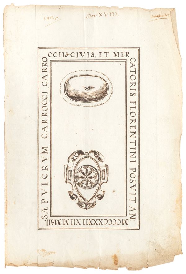 Scuola Italiana del XIX secolo - Studio per incvisione "Civis et Mercatoris"