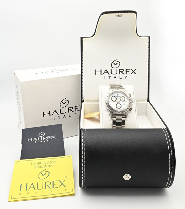 Haurex  - Orologio da polso Cronografo con datario al quarzo da uomo in acciaio con cinturino originale in acciaio (Mov. ETA 251 272)