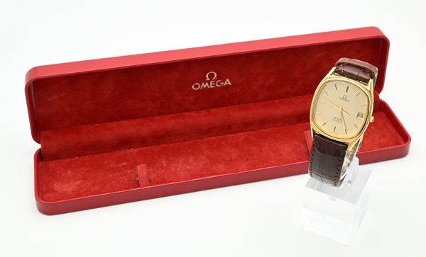 Omega De Ville Quartz 1332 (Ref. 1920050) - Orologio da polso al quarzo con datario da uomo in metallo placcato in oro giallo 20M con fondello in acciaio