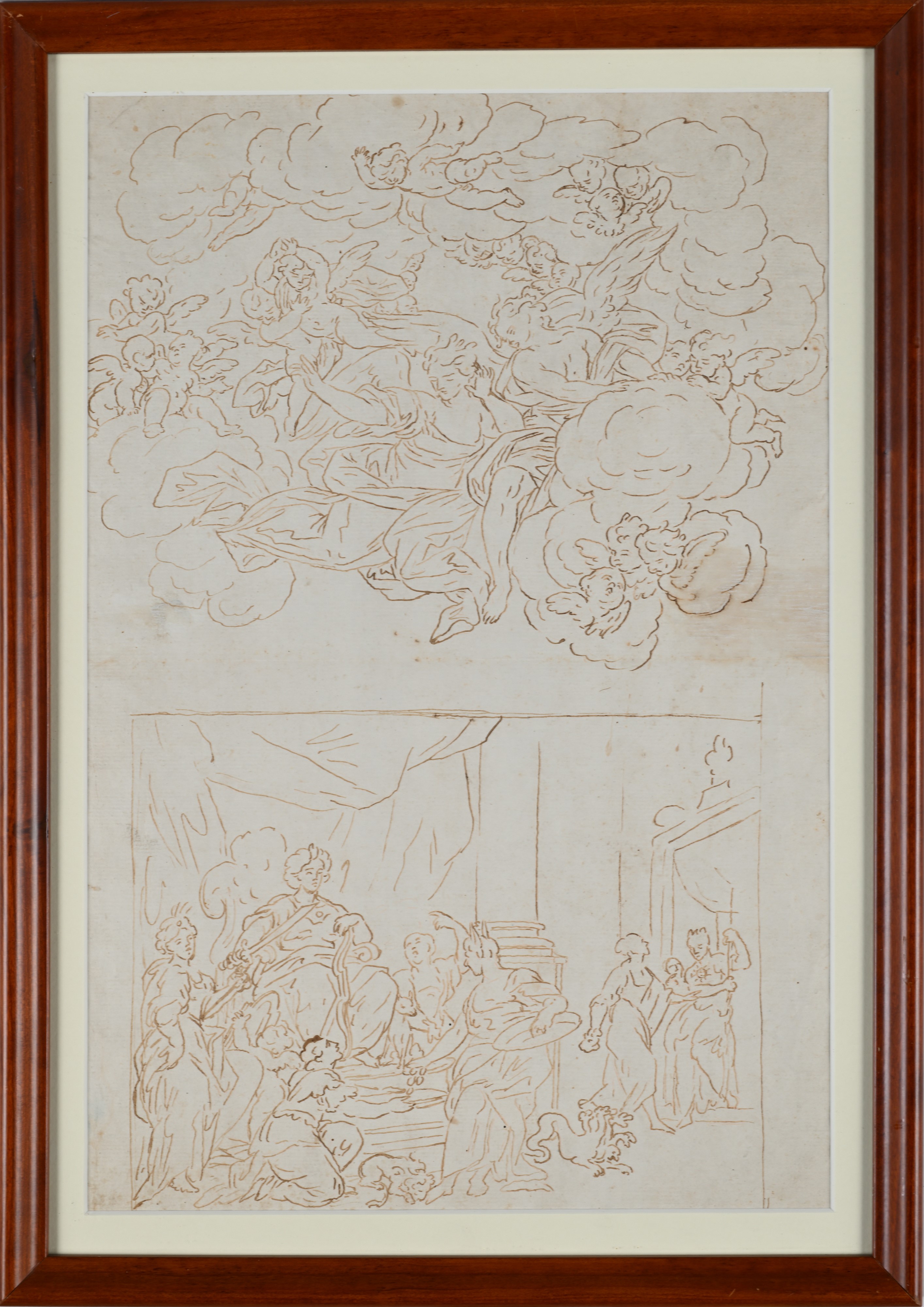 Scena biblica con corteo di angeli