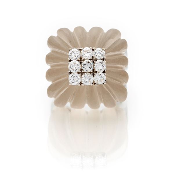 Anello in oro, cristallo di Rocca e brillanti