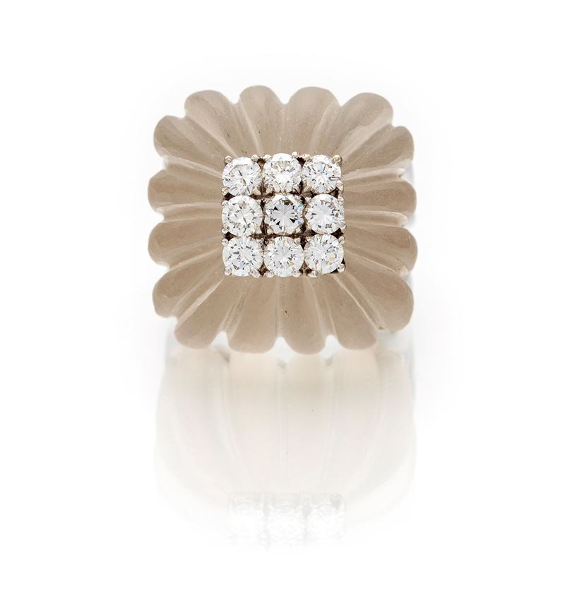 Anello in oro, cristallo di Rocca e brillanti