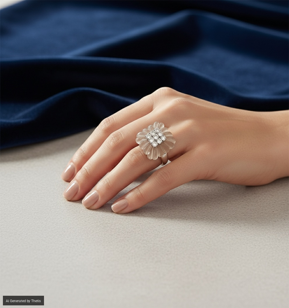 Anello in oro, cristallo di Rocca e brillanti