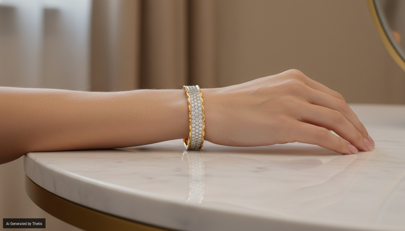 Bracciale semirigido in oro e brillanti