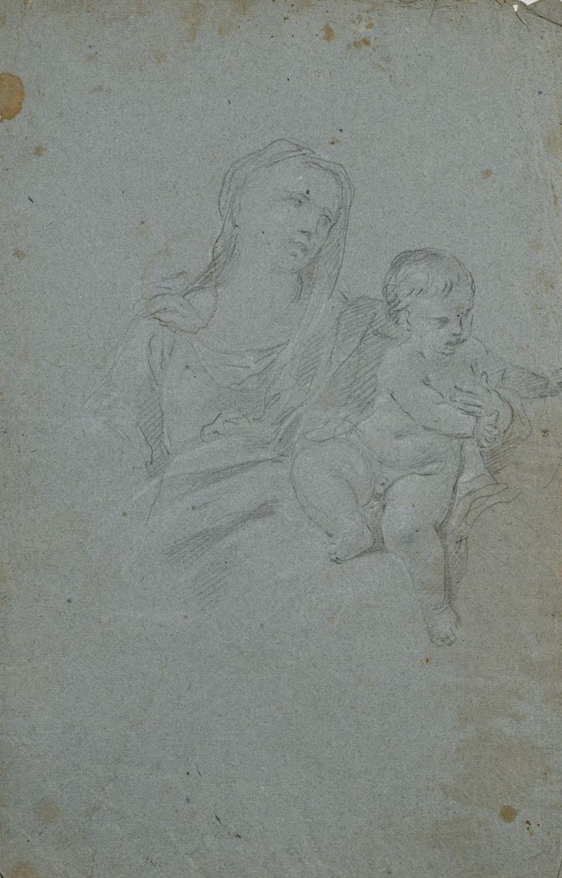 Recto: Studio di puttino e mani - Verso: Madonna con bambino