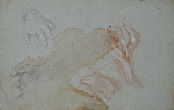 Recto: Studio di torso - Verso: Studio di mani e panneggio