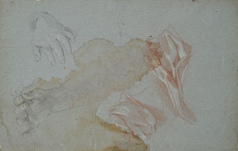 Recto: Studio di torso - Verso: Studio di mani e panneggio