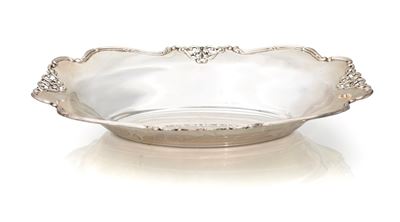 Centrotavola ovale in argento, 5x27x18,5 cm, gr. 210