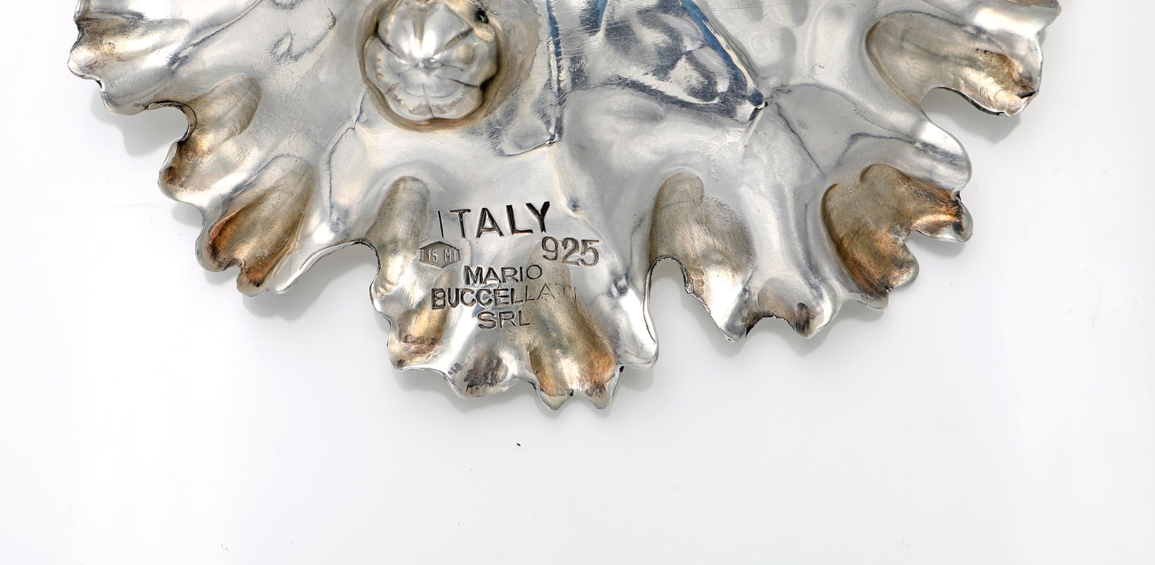 Sei piattini a forma di foglia in argento 925/000