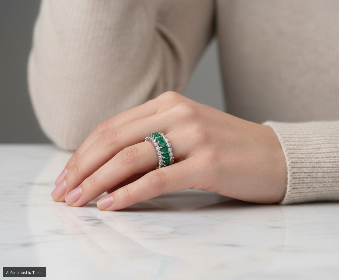 D&D Gioielli - Anello in oro brillanti e smeraldi