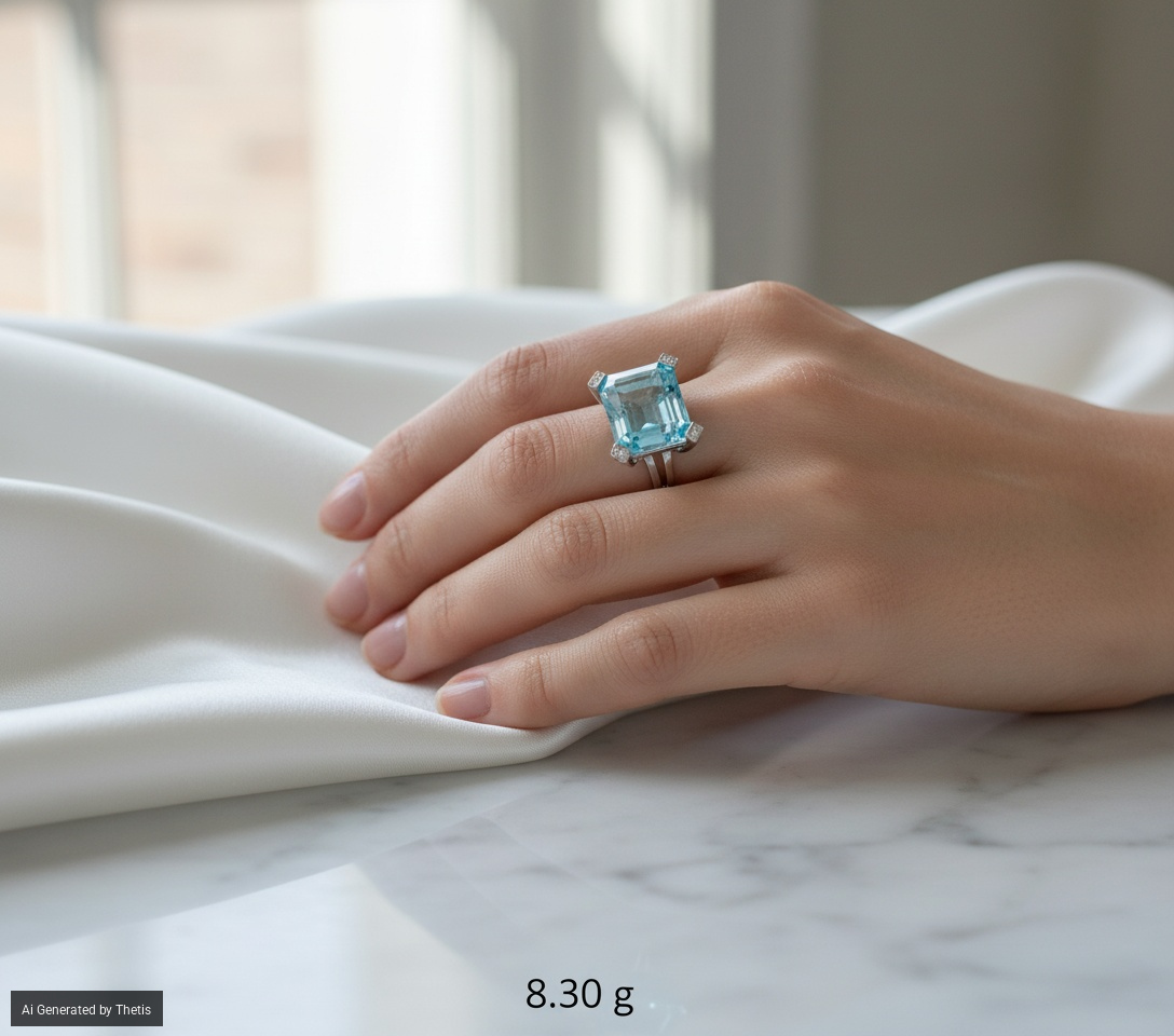 Anello in oro bianco 750/000 con topazio e brillanti
