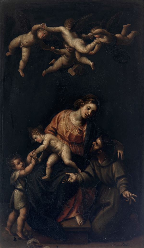 Madonna col Bambino, San Giovannino, San Francesco e angeli