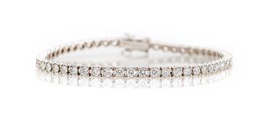 Bracciale tennis in oro bianco 750/000 con diamanti taglio rotondo brillante, ct. 3,70