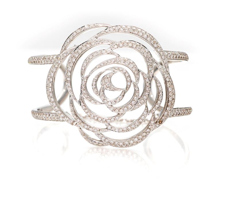 Bracciale rigido in oro e brillanti